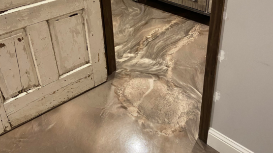 Metallic Epoxy Marble Bathroom Floor