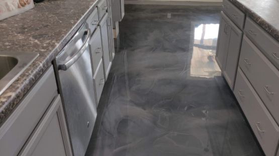 Titanium Marble Epoxy Kitchen Floor